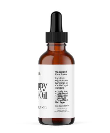 Sweet Essentials Organic Poppy Seed Oil - 100% Pure Cold-Pressed - 2oz Glass Bottle | Natural Moisturizer for Skin Hair & Face | Imported from Turkey - Buy Online on GoSupps.com