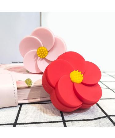 Compact Portable Contact Lens Case - Cute Double Box with Small Flower Design | Red Fashion Cosmetic Container for Travel - Buy Online on GoSupps.com