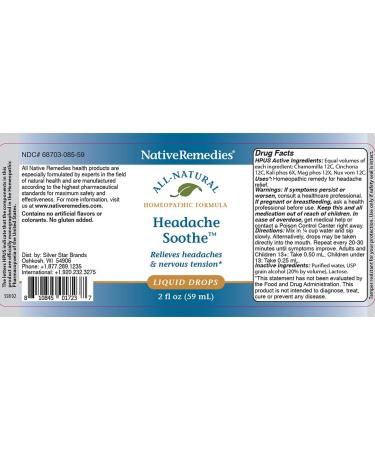 Native Remedies Headache Soothe - Natural Homeopathic Remedy for Headaches and Nervous Tension - 2 Fl Oz - Buy Online on GoSupps.com