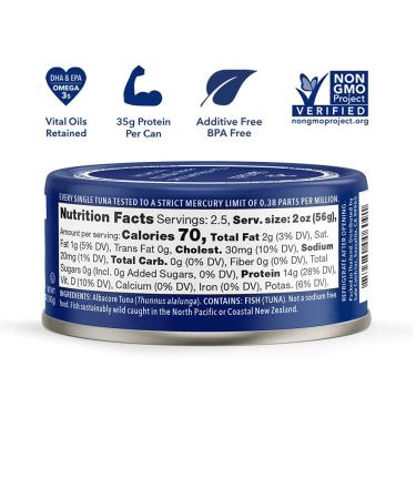 Safe Catch No Salt Added Wild Albacore Tuna - Mercury Tested, Gluten-Free, 5oz Cans, Pack of 12 - Buy Online on GoSupps.com