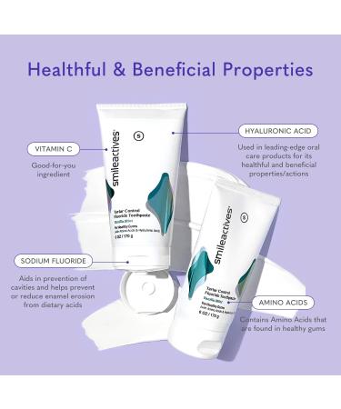 Smileactives Tartar Control Fluoride Toothpaste - Teeth Whitening Gum Health & Cavity Repair - Vanilla Mint Flavor - 6 oz - Buy Online on GoSupps.com
