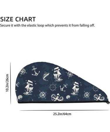 Vintage Sea Nautical Microfiber Hair Towel | Super Absorbent Quick Dry Turbans for Curly & Long Hair - Ideal Hair Wrap for Women & Kids - Buy Online on GoSupps.com