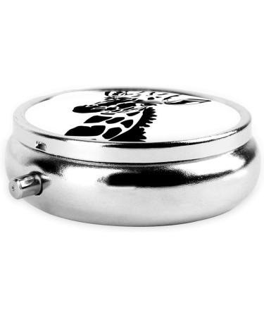 Black and White Giraffe Round Pill Box | 3-Compartment Organizer for Travel & Purse - Buy Online on GoSupps.com