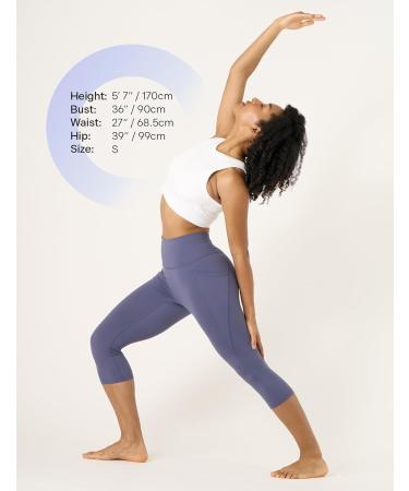 Lapasa Ladies Capri Yoga Leggings - High Waist 3/4 Workout Tights with Pockets - Steel Blue | XS Size - Buy Online on GoSupps.com