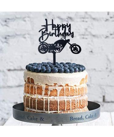 Silars 2pc Motorcycle Cake Topper - Happy Birthday Acrylic Decorations for Motorbike Enthusiasts - Buy Online on GoSupps.com