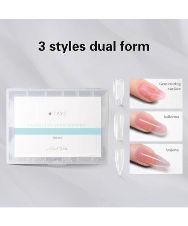 TAYE Double Nail Forms - 180PCS Clear Nail Extensions 12 Sizes & 3 Styles for Salons & DIY Nail Art - Buy Online on GoSupps.com