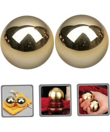 Homsfou Brass Baoding Fitness Balls - 2 Pack Gymnastics & Massage Hand Rolling Balls for Enhanced Relaxation & Recovery - Buy Online on GoSupps.com
