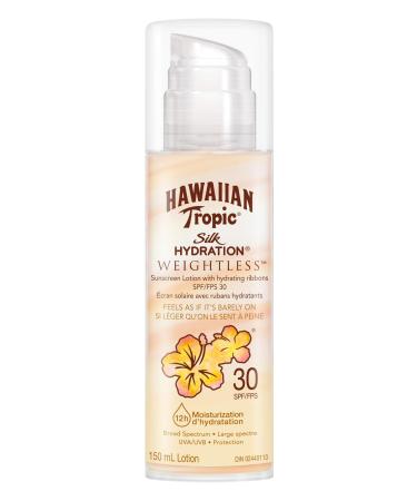 Hawaiian Tropic Silk Hydration Weightless Sunscreen Lotion with Air-Soft Texture SPF30 150 Milliliters white