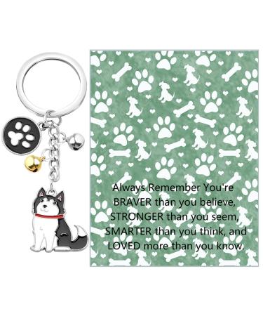 ENSIANTH Dog Keychain Gifts for Dog Lovers Puppy Keychain Dog Paw Print Keychain Gifts for Dog Owners Mom Dad Puppy Dog Keyring Husky