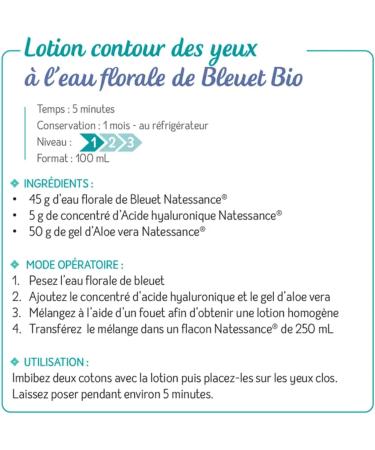 NATESSANCE | Organic Blueberry Floral Water Eye Contour Lotion | DIY Home Cosmetics Kit | Daily Care | Refreshes & Soothes the Eye Area | Recipe Booklet + Free Empty Bottle 250 ml - Buy Online on GoSupps.com