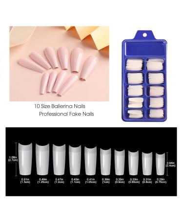 Buy Nude Pink Matte Fake Coffin Press-On Nails for Women & Girls - DIY Nail Art Tips Unity Size #11 - Buy Online on GoSupps.com