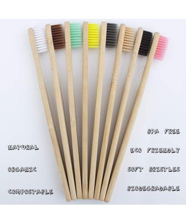 8-Pack BPA-Free Bamboo Toothbrushes - Biodegradable Soft Bristle Toothbrushes for Sensitive Gums - Buy Online on GoSupps.com