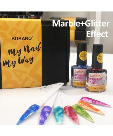 BURANO Marble Nail Gel Polish Set - 8 Colors Glitter Gel for Nail Art - Fall Winter Collection - Buy Online on GoSupps.com