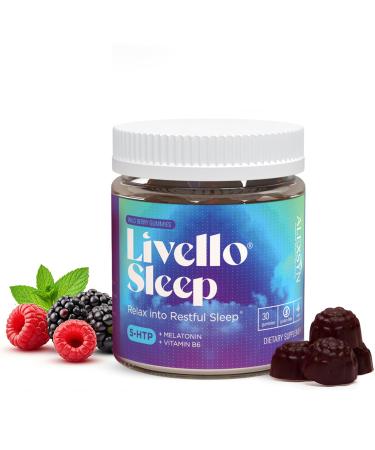 Alexsyn Livello Sleep Wild Berry Gummies - 30 Servings Natural Sleep Support with 5-HTP Melatonin and Vitamin B6 for Peaceful Night Vegan & Gluten-Free
