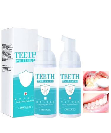 2Pcs Teeth Whitening Mousse Toothpaste Cleansing Foam Intensive Stain Removal Toothpaste Remove Stains Improves Teeth Brightness and Reduce Yellowing Mouthwash