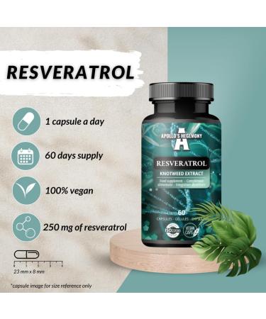 APOLLO'S HEGEMONY Resveratrol High Dose 400 mg - 60 Vegan Capsules - 2 Months Supply - 98% Trans-Resveratrol from Japanese Knotweed Extract - Natural Antioxidant - Buy Online on GoSupps.com