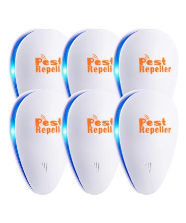 Ultrasonic Pest Repeller, Set of 6-Packs Electronic Plug in Repellent Indoor for Flea, Insects, Mosquitoes, Mice, Spiders, Ants, Rats, Roaches, Bugs, Non-Toxic for Humans & Pets, White.