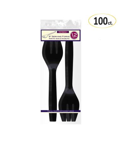 Party Essentials B9F-100 Heavy Duty Plastic Serving Fork 9" Length Black (Case of 100) - Buy Online on GoSupps.com
