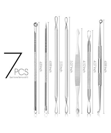 7PC Blackhead Remover Set - Premium Comedone Squeezer Tools for Acne Treatment with Stylish Leather Pouch - Buy Online on GoSupps.com
