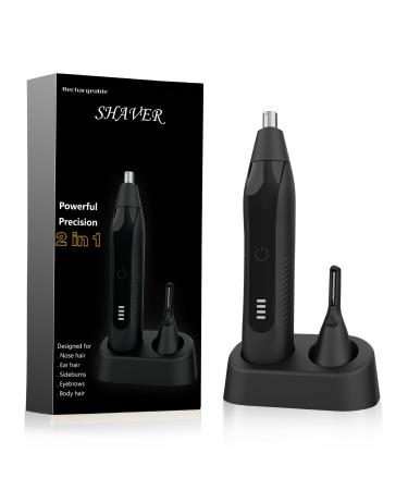 Men's Nose Hair Trimmer - Electric Nose Hair Trimmer Stainless Steel Blade Removable tip for Washing Safe and Durable Travel Essential Portable Design USB Charging (Black)