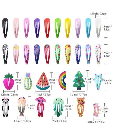 Jascherry 100 Pcs Cute Hair Clips for Girls - Mixed Grain Fruit & Animal Patterns - 49 Color Metal Hair Accessories - Buy Online on GoSupps.com