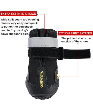 QUMY Dog Shoes for Large Dog Medium Dogs Boots & Paw Protectors for Winter Snowy Day Summer Hot Pavement Waterproof in Rainy Weather Outdoor Walking Indoor Hardfloors Anti Slip Sole Black Size 6 Size 6: (W*L) 2.6x3.0 inch (Pack of 4) Black - Buy Online on GoSupps.com
