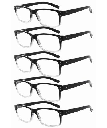 Eyekeper 5 Stueck Classic springs hinge reading glasses sun reading glasses black/transparent 5 stitch transparent lens 2.75 diopters