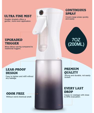 200ml Creamify Continuous Ultra Fine Spray Bottle - Gradient Black | Hair & Plant Care Sprayer Accessories - Buy Online on GoSupps.com