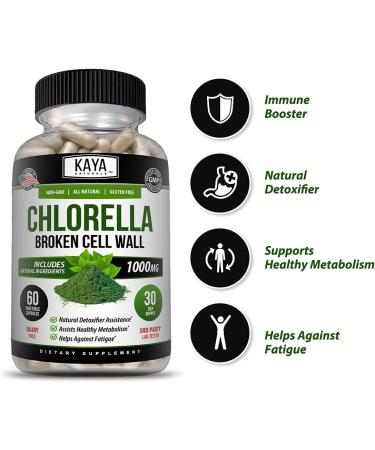 Kaya Naturals Organic Chlorella Broken Cell Wall Capsules - Liver Cleanse Detox Formula - Superfood & Detox Supplement - 60 Veggie Capsules - Buy Online on GoSupps.com