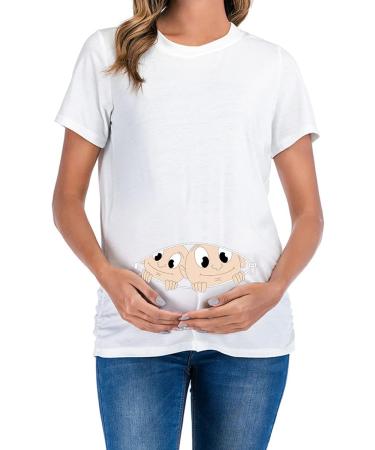 Maternity Top Short Sleeve Funny Pregnancy Tee - Twin White XXXL - Buy Online on GoSupps.com