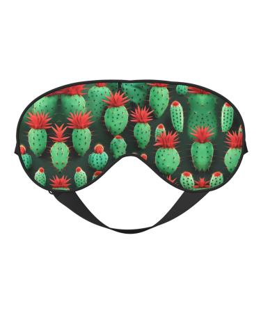 Many Small Cactus Art Print Unisex Sleeping Eye Mask Soft Comfortable Light-Blocking Eye Mask Black