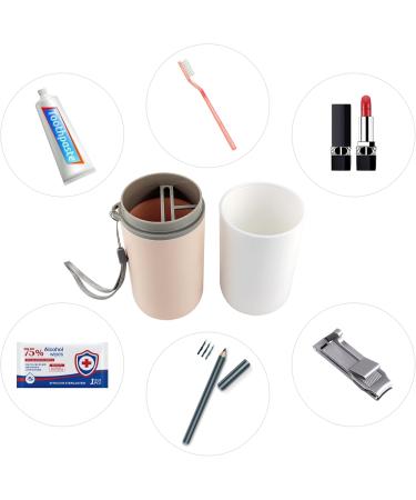 Travel Toothbrush Holder Set for Couples - Portable Multifunctional Toothbrush and Toothpaste Case for Camping Business Trips & School - Pink/White - Buy Online on GoSupps.com