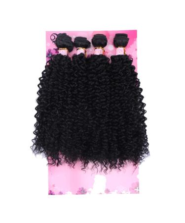 FRELYN Kinky Curly Hair Bundles Synthetic Hair Weave Bundles Black Color 18 18 20 20 Inches 4 Pieces Heat Resistant Fiber Soft as Human Hair Weave 1