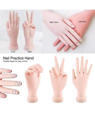 Bueuo Flexible Movable Nail Practice Hand with 60 Replaceable Nail Tips - White Complexion - Buy Online on GoSupps.com