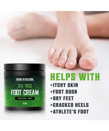 Viking Revolution Tea Tree Foot Cream - Moisturizing Foot Balm for Dry Cracked Heels and Feet - 8oz Foot Repair Cream with Aloe Vera and Mint - Buy Online on GoSupps.com