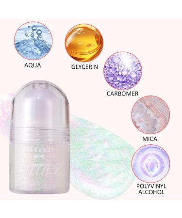  Eryndis Glitter Gel Body Roll-On Roll-on Body Glitter Gel Sparkling Holographic Face Glitter Luminous Makeup for Festivals Mermaid Sequins Shimmer for Rave Parties (#2 White) - Buy Online on GoSupps.com