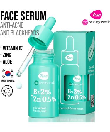 7Days Niacinamide Face Serum - Oil Control Anti-Acne & Anti-Blemish Treatment with Zinc & Tea Tree - Korean Skincare - Facial Serum for Problematic Skin - Buy Online on GoSupps.com