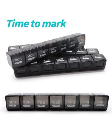 Monthly Pill Organizer - 28 Day Pill Box for Daily Medication & Travel - Black Pill Sorter & Case - Buy Online on GoSupps.com