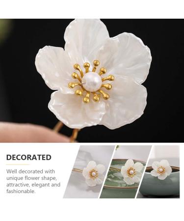 Lurrose 4pcs White Camellia Hairpins & Chopsticks | Retro Hair Accessories for Costumes - International Shipping Available - Buy Online on GoSupps.com