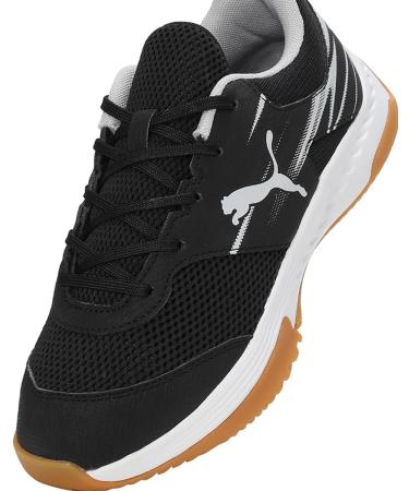 PUMA Unisex Kinder Varion Li Jr Indoor Court Shoe - 34 EU Black Cool Light Gray Yellow Blaze Gum | International Shipping Available - Buy Online on GoSupps.com