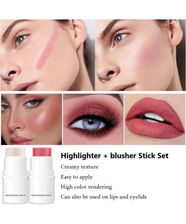 CARL Creamy highlighter blush stick 2 pieces creamy highlighter stick blush stick highlighter face highlighter makeup blush stick makeup coutouring silky glow makeup stick 01+ - Buy Online on GoSupps.com