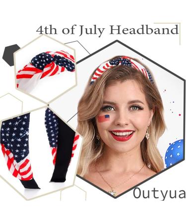 Outyua 4th of July Patriotic American Flag Knotted Headband Independence Day Red White and Blue Hairband USA Star Outfits Hair Accessories for Women Girls - Buy Online on GoSupps.com