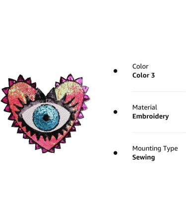 Love Large Sequin Heart Evil Eyes Patch - Embroidered Applique for Kids Clothes DIY Crafts (Color 3) - Buy Online on GoSupps.com