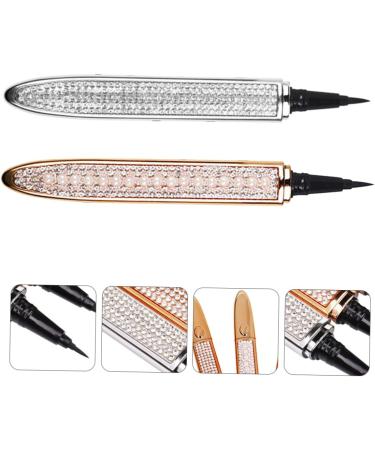 SKISUNO 2pcs Diamond Eyeliner Elf Eyeliner Rhinestone Eyeliner Waterproof Liquid Eyeliner Rose Gold Plated Assorted Color - Buy Online on GoSupps.com