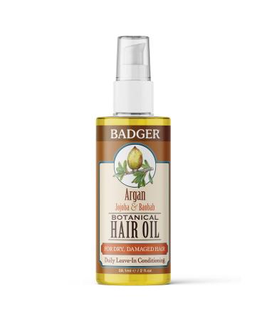 Badger Company Organic Botanical Hair Oil Argan Jojoba & Baobab 2 fl oz (59.1 ml)