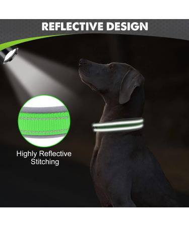 Joytale Neoprene Dog Collar for Large Dogs - Softly Padded Reflective Nylon Green (Size L) - 1 Pack - Buy Online on GoSupps.com