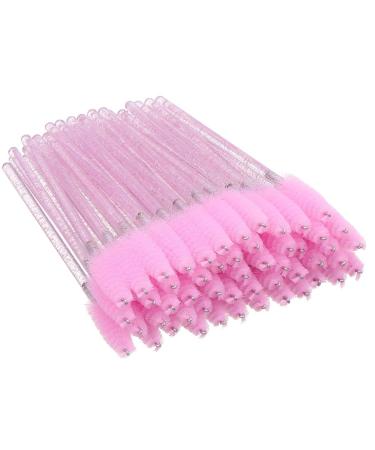 Elisel 100 PCS Disposable Mascara Brushes Crystal Eyelash Brushes Mascara Wands Applicator Eyelash Extensions Makeup Tools Eyebrow Brush (Pink)