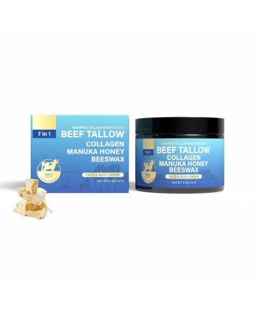 Beef Tallow for Skin Tallow and Honey Balm Deep Moisturizing Nourish Face Moisturizer Soothing All-Natural Moisturizer for Body and Face Skin Care for Soft Hydrated Sensitive Dry Repair 4.97 oz