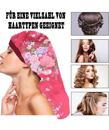 Buy Ladaypoa 2-Piece Womens Satin Sleeping Cap - Silk Hood for Curly Hair | Large Double-Layer Adjustable Satin Hood - Black & Deep Red Flower | International Shipping Available - Buy Online on GoSupps.com