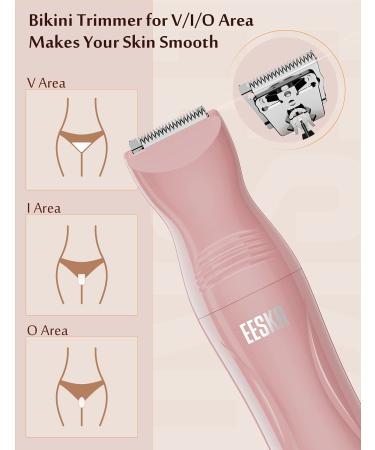 EESKA 3 in 1 Bikini Trimmer for Women - Cordless Electric Lady Razor for Legs, Arms, and Bikini - IPX7 Waterproof - Wet & Dry Use - Painless Hair Removal - Pink - Buy Online on GoSupps.com